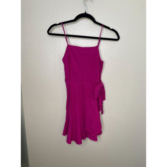 Express Womens Pink Sleeveless Wrap Style Dress XXS Adjustable Strap linen - Picture 1 of 7